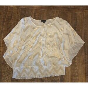 B. Wear blouse White & Gold chevron pattern sheer, fluttery angel Arms Reto Feel